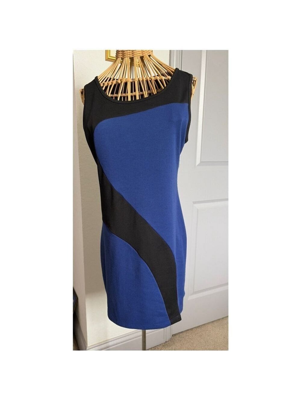 Women's Forever 21 Colorblock Sleeveless Dress L Blue Black #0030